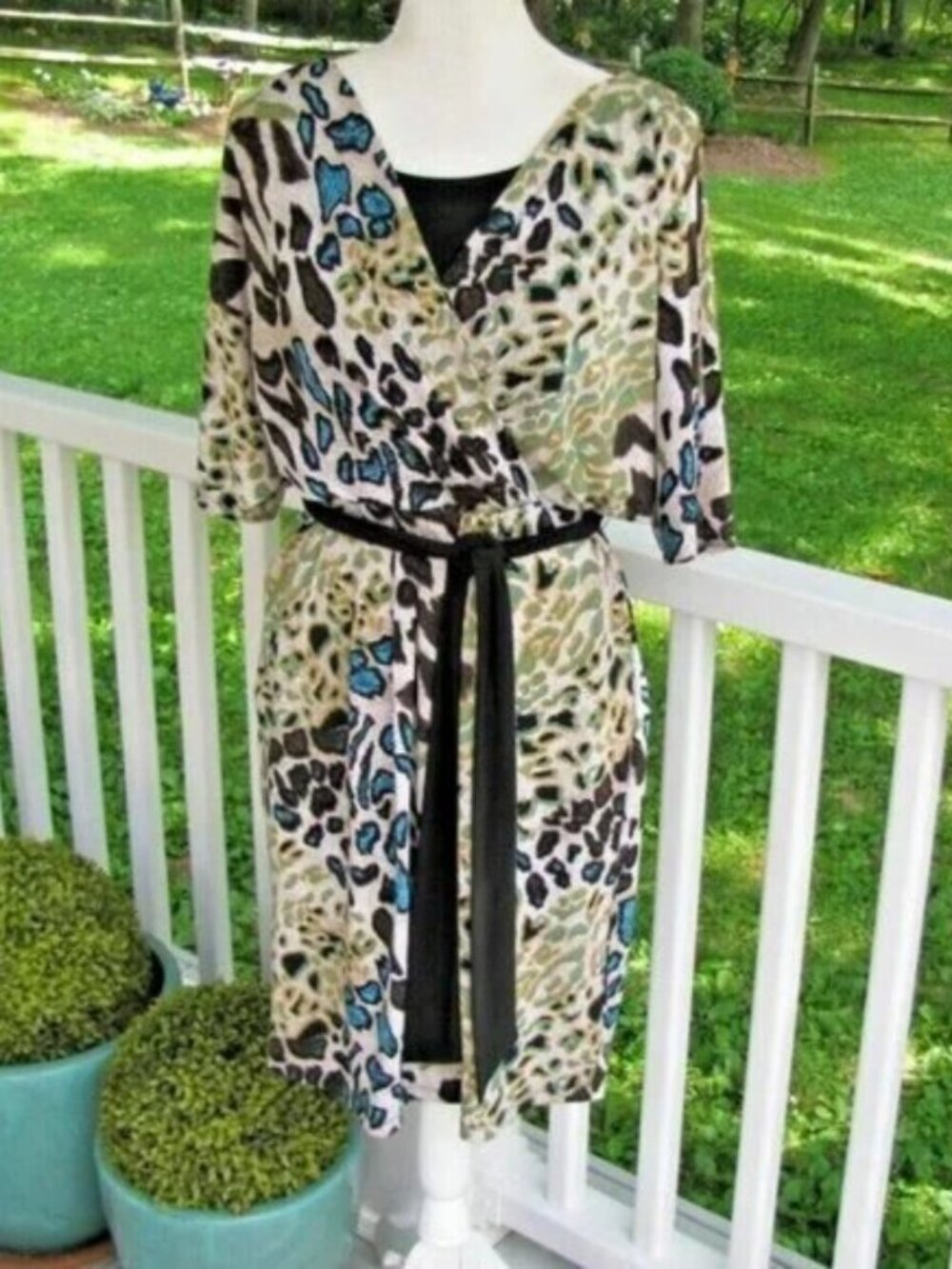 Marc Bouwer Small Animal Print Cold Shoulder Dress pull on luxury style soft